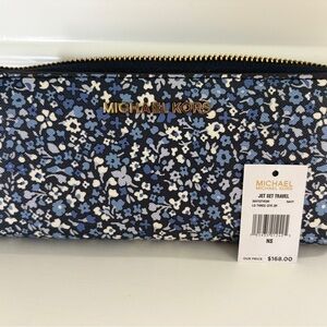 Michael Kors Navy and White Floral Pouch